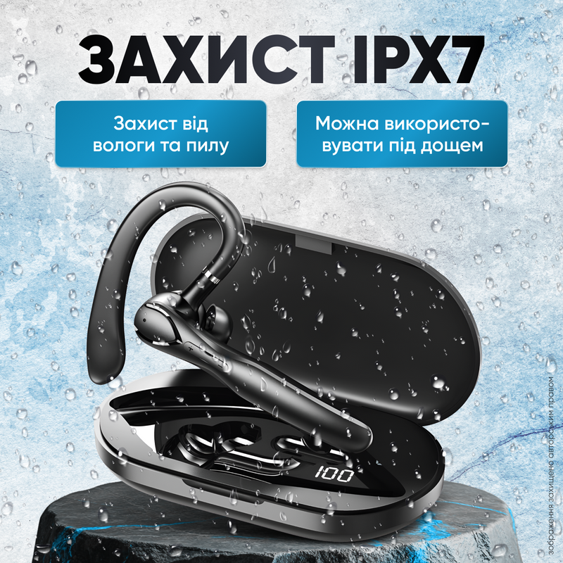 Гарнітура Bluetooth бездротова з мікрофоном Hands Free для розмов шумоподавлення ENC моно навушник LED дисплей зарядний кейс 1750260102805 фото