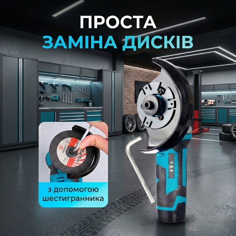 Болгарка на аккумуляторе мини угловая машинка портативная с щеточным двигателем шлифовальная шлифмашина с кейсом 2 аккумуляторами 1771313190306 фото