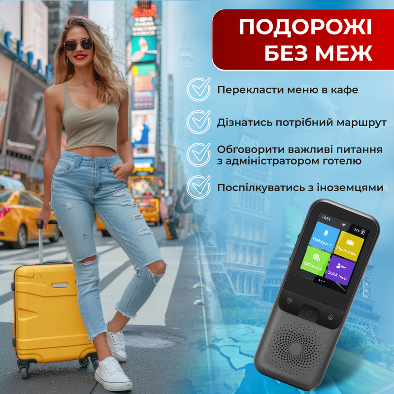 Электронный переводчик голосовой портативный офлайн Wi-Fi 138 языков фото диалоговый туристический многоязычный автономный 5492017382732 фото