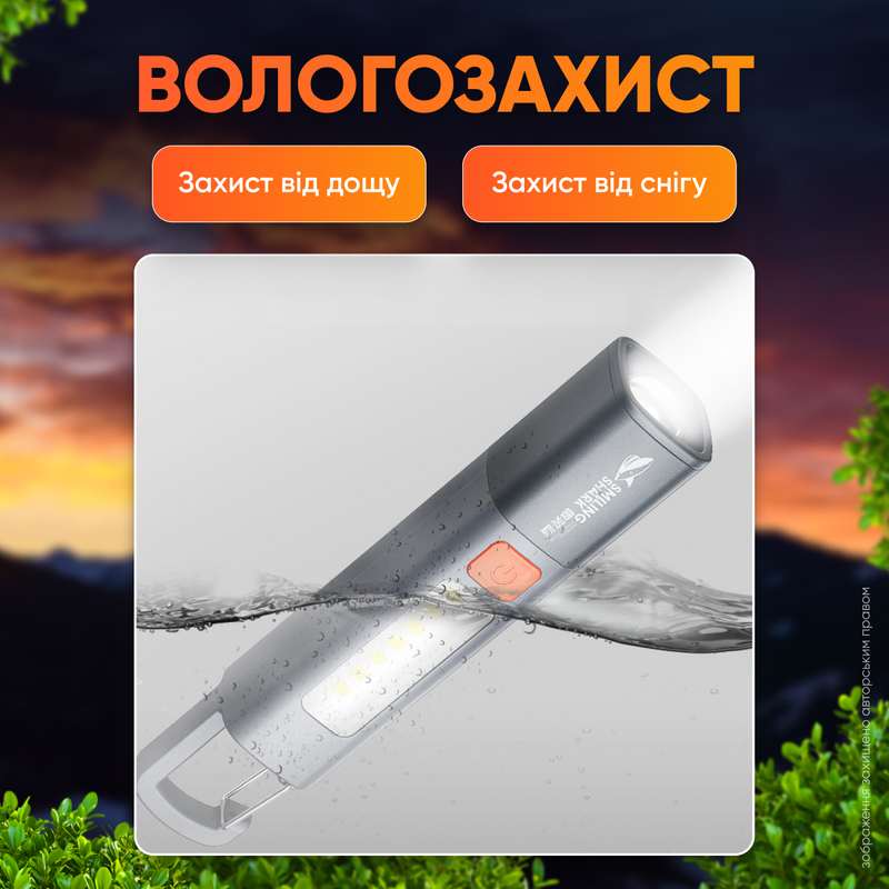 Ліхтарик акумуляторний ліхтар ручний світильник портативний прожектор з великим радіусом дії з боковим прожектором 1756906103719 фото