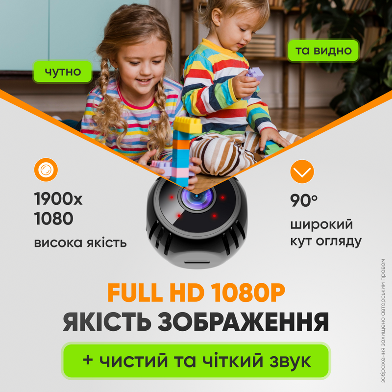 Камера відеоспостереження міні відеокамера Full HD нічне бачення датчик руху бездротовий двосторонній аудіозв'язок 1080P WiFi 1763632342188 фото
