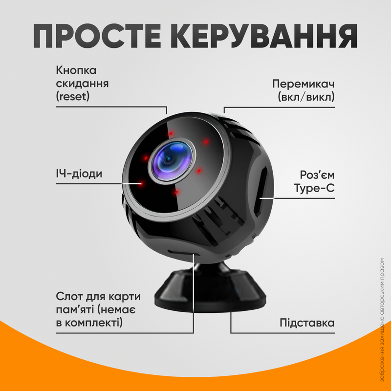 Камера відеоспостереження міні відеокамера Full HD нічне бачення датчик руху бездротовий двосторонній аудіозв'язок 1080P WiFi 1763632342188 фото