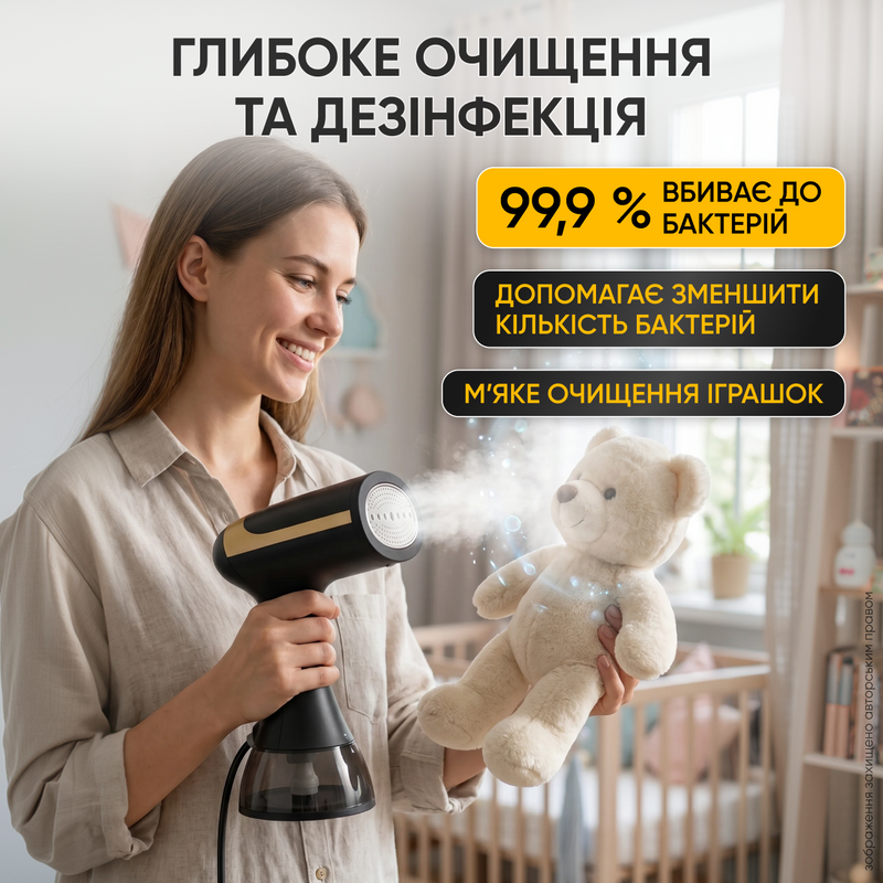 Ручной складной отпариватель одежды 1500 Вт резервуар 300 мл насадка с ворсом дорожный бытовой парогенератор гладильная система паровая щётка утюг для штор глажка рубашек брюк 6974824281027 фото