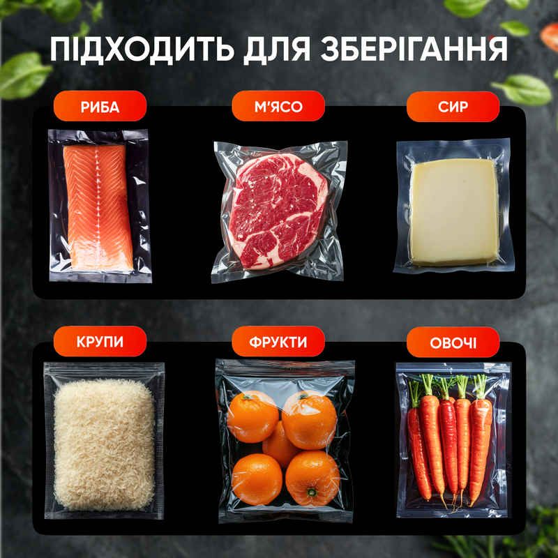 Пакети для вакуумування харчові пакети для вакууматора набір для запаювання продуктів харчова плівка для вакуматора 15 см 1749472409655 фото