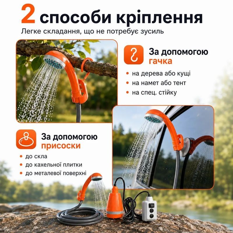 Портативный душ на аккумуляторе со смесителем для кемпинга водонепроницаемый электрический душевой насос для походов путешествий пляжа домашних животных и полива 1774960009111 фото