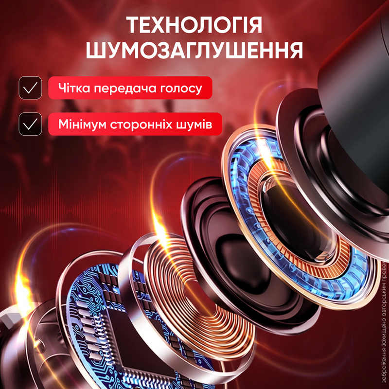 Гарнітура Bluetooth бездротова з мікрофоном Hands Free для розмов шумоподавлення ENC моно навушник LED дисплей  3477260784 фото