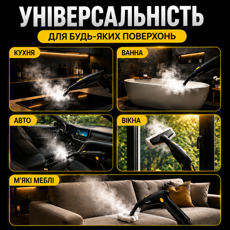 Пароочиститель ручной отпариватель для дезинфекции парогенератор портативный мощный с насадками для уборки чистки и стерилизации поверхностей 1784537907583 фото