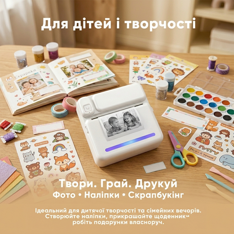 Міні принтер для фото для дітей портативний термопринтер принтери дитячий мініпринтер безпроводний фотопринтер термопринтери для друку фотографій 1771316939256 фото