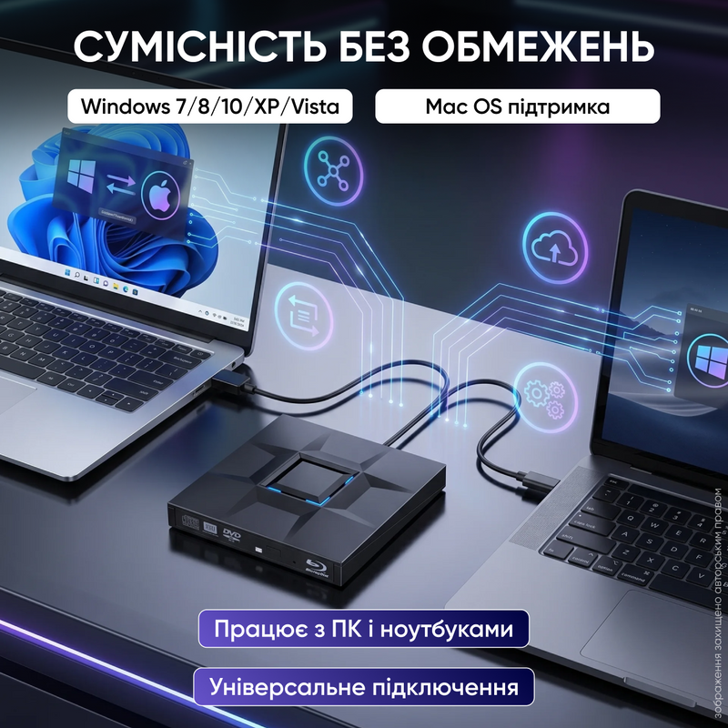 Дисковод зовнішній для ноутбука пк оптичний привід багатофункціональний високошвидкісний записуючий пристрій для комп'ютера USB Type-C BD CD DVD  1765544748867 фото