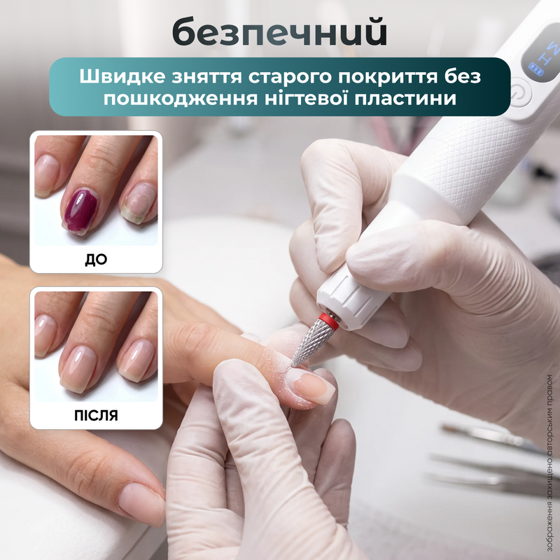 Фрезер для маникюра педикюра профессиональный портативный с насадками реверсом регулировкой скорости машинка для ногтей на аккумуляторе беспроводной маникюрный набор для ногтей 1784814436407 фото