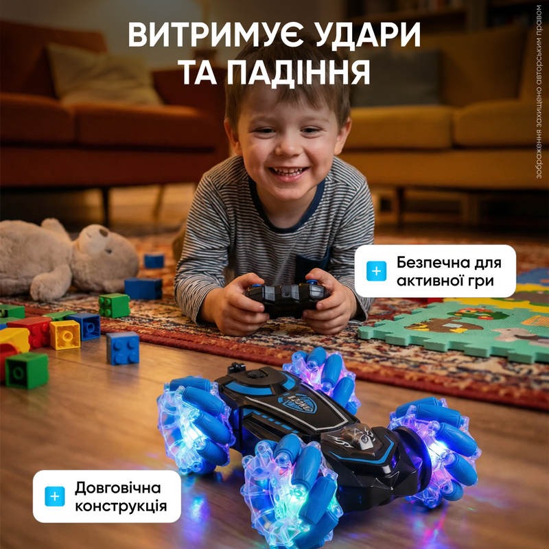 Машинка на радіокеруванні трюкова перевертень всюдихід іграшка машинка на пульті управління з підсвіткою акумуляторна для дітей 1768495177908 фото