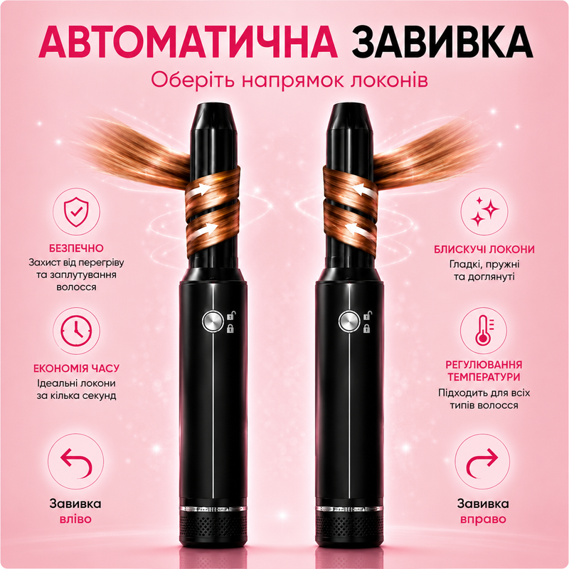 Стайлер для волос фен мультистайлер щетка браш профессиональный автоматический для укладки волос завивки выпрямления сушки многофункциональный прибор с насадками 7в1 1784811221117 фото