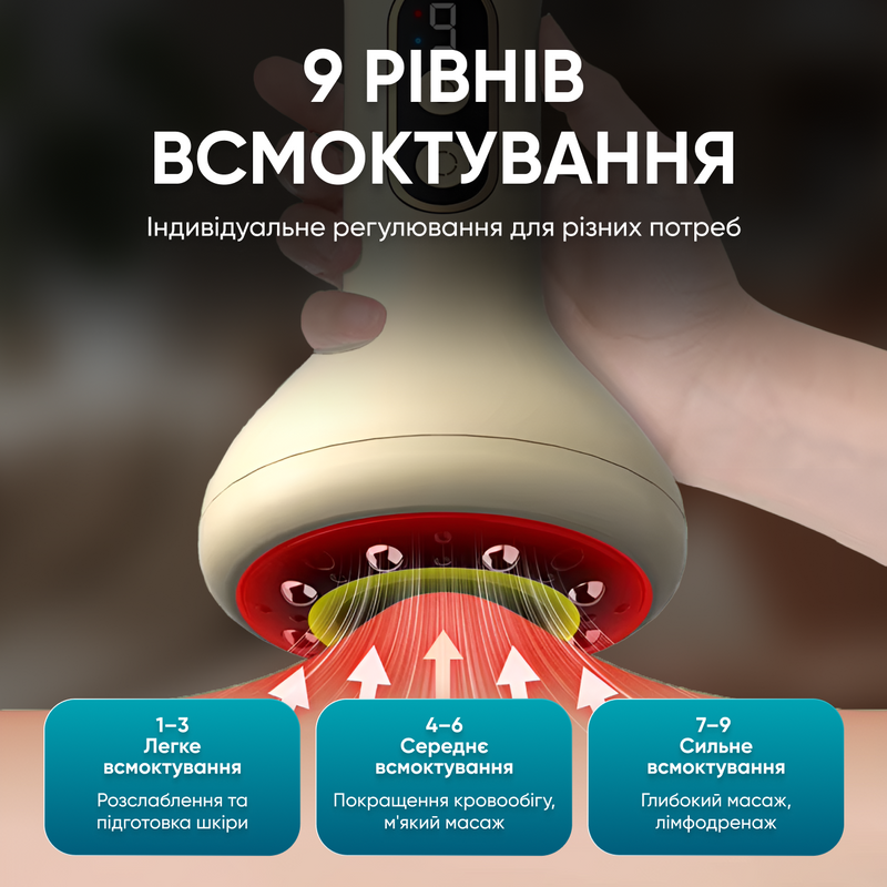 Массажер вакуумный для тела шеи универсальный электрический антицеллюлитный с горячим компрессом щеточным 1750950545234 фото