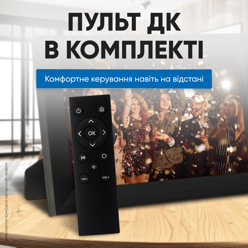 Фоторамка цифровая 10.1 дюйма с пультом видео и музыкой IPS LCD матрица дисплей сенсорная Full HD 1080p USB SD электронная 9323455438025 фото