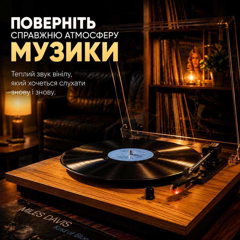 Виниловый проигрыватель виниловых пластинок дисков с 2 стереодинамиками колонками винтажная аудиосистема граммофон беспроводной 3-скоростной 33/45/78 об/мин дерево 6006654973 фото