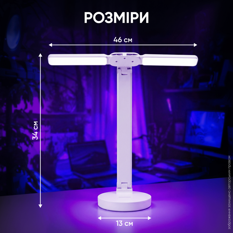 Лампа настольная с аккумулятором для маникюра LED с двумя плафонами подставкой для телефона сенсорным управлением 3 режима света USB лампы LED светодиодные на аккумуляторе 234572524 фото