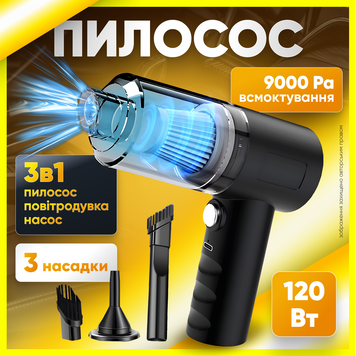 Пилосос автомобільний повітродувка вакуумний компресор міні автопилососи бездротовий ручний для сухого прибирання 1757495088223 фото