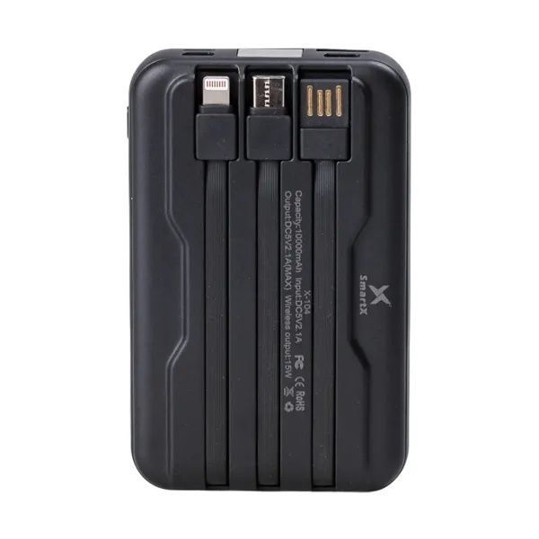 Повербанк 10000 mAh с беспроводной зарядкой быстрой зарядкой универсальный мощный портативный повербанк для телефона 3 шнура 1763552930008 фото