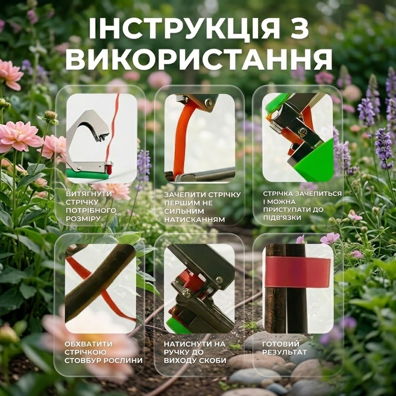 Степлер для подвязки растений винограда деревьев садовый усиленный таппенер пистолет для подвязки томатов кустов  овощей цветов инструмент для фиксации комплект для дачи  1771322885163 фото