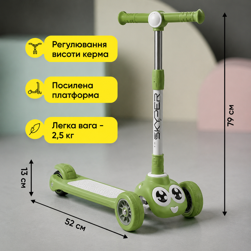 Самокат трехколесный детский самокаты для детей регулируемый руль ножной тормоз складной легкий 5938264719358 фото