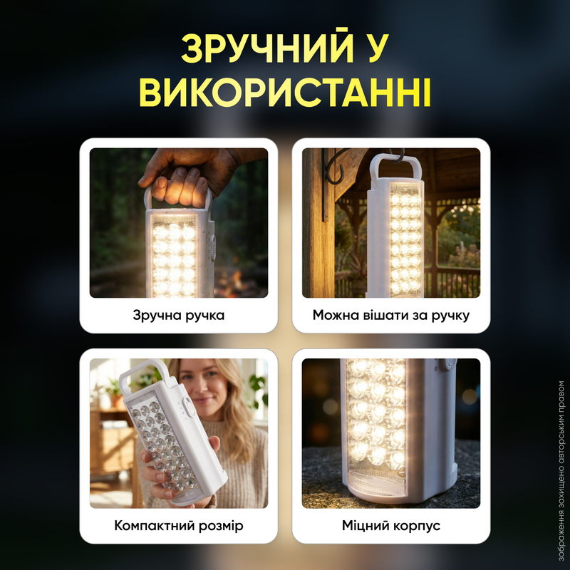 Ліхтарик акумуляторний світлодіодний ліхтар повербанк ручний потужний переносний універсальний 24 LED світильник з функцією Power bank 2 режими 1768492788183 фото