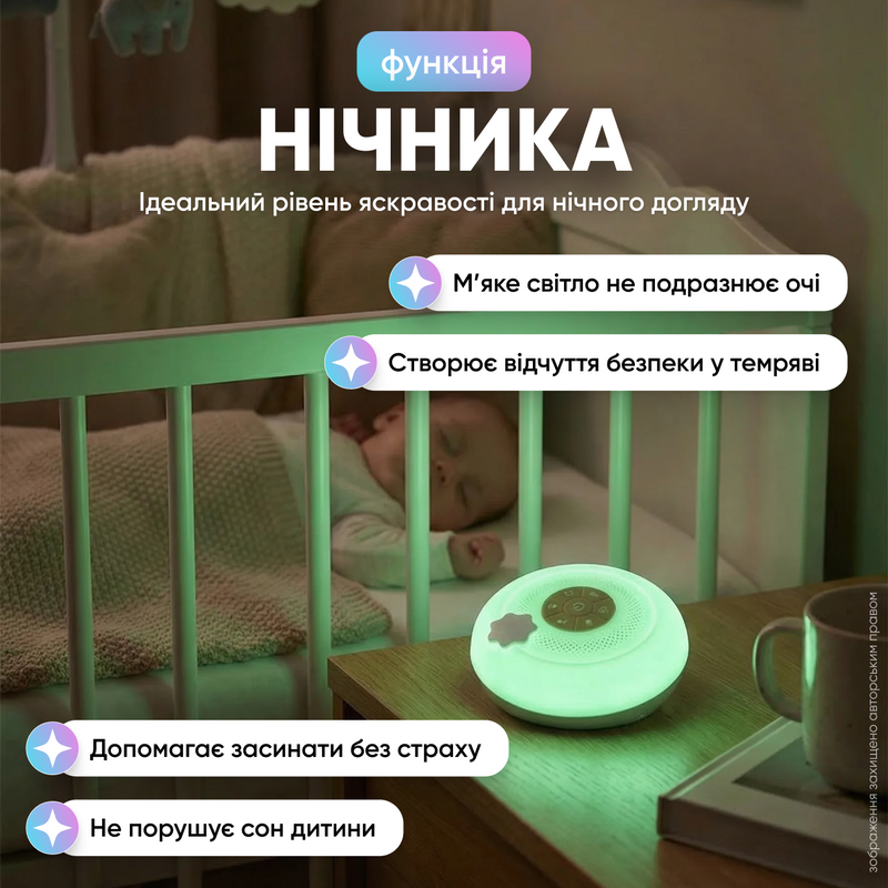 Білий шум генератор білого шуму для сну засинання новонароджених дітей дитячий нічник проектор з музикою та природними звуками  1752044789894 фото
