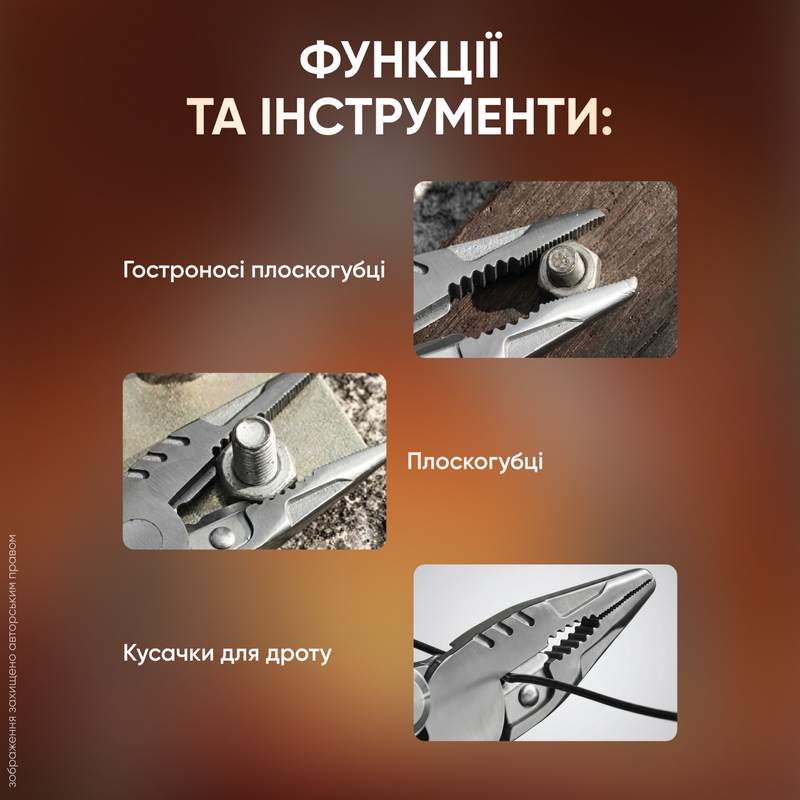 Мультитул універсальний ніж складний багатофункціональний інструмент кишеньковий туристичний з нержавіючої сталі  плоскогубці з бітами для авто дому риболовлі кемпінгу 19в1  1770971556795 фото