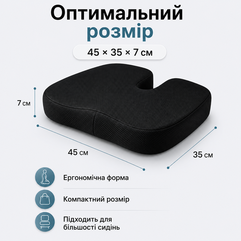 Ортопедическая подушка для сидения на кресло офисный стул авто водителя анатомическая эргономичная сидушка автомобильная бустер под попу с эффектом памяти для беременных взрослых детей спины разгрузки позвоночника 1775028037397 фото