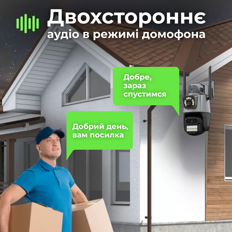 Камера видеонаблюдения уличная ІР расширенный угол обзора ночное видение круглосуточное наблюдение 234571647 фото