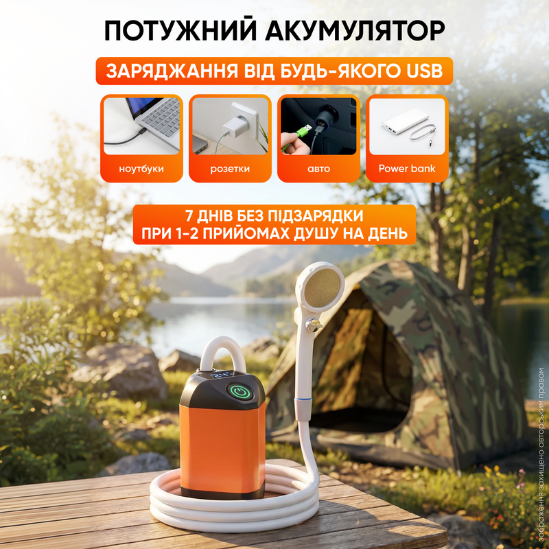 Душевая система со смесителем портативный душ для кемпинга водонепроницаемый электрический душевой насос 1752046382181 фото