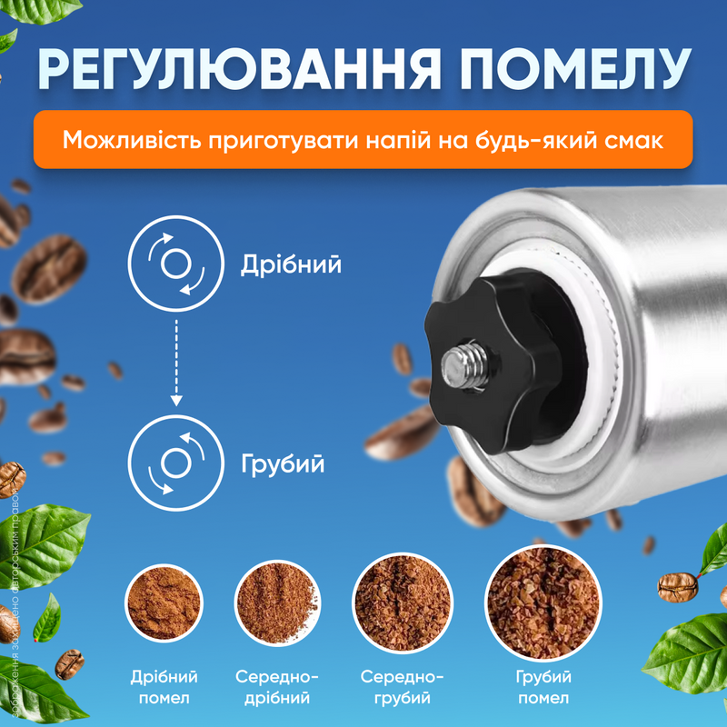 Кавомолка жернова ручна кавомолки для кавових зерен подрібнення спецій портативна з гострими лезами з нержавіючої сталі 1752055812359 фото