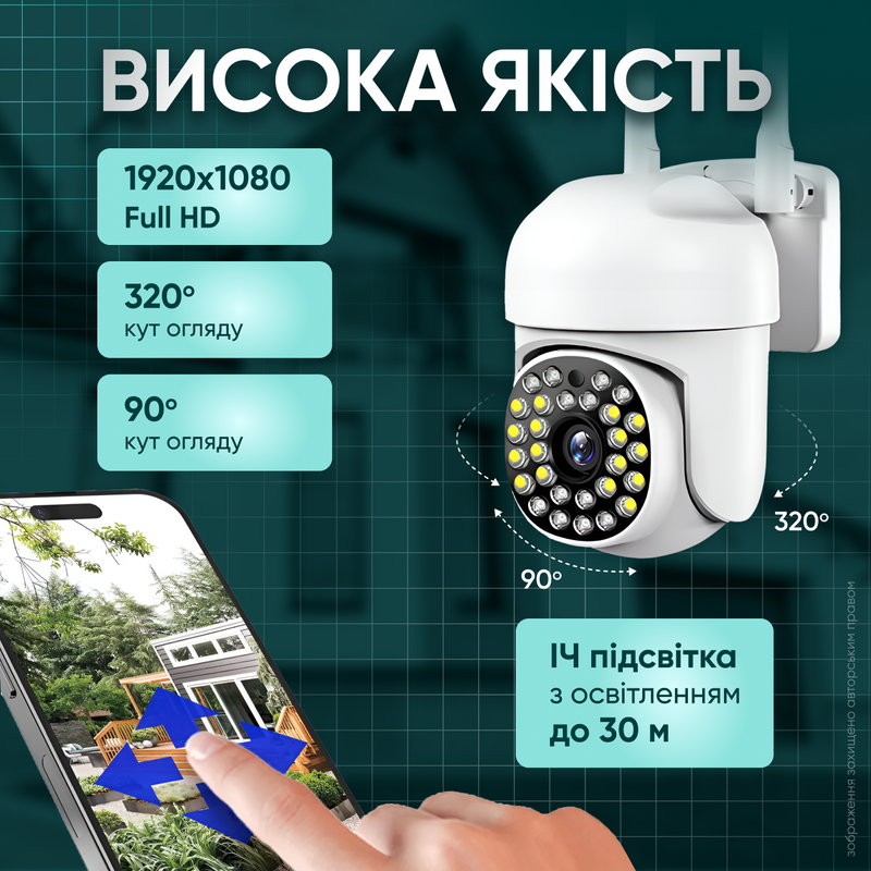 Камера відеоспостереження Wifi Full HD ІЧ підсвітки двосторонній зв&rsquo;язок для вулиці та дому відеокамери нічне бачення виявлення руху цілодобова відеомоніторингова система безпеки широкий кут огляду 1751011631937 фото