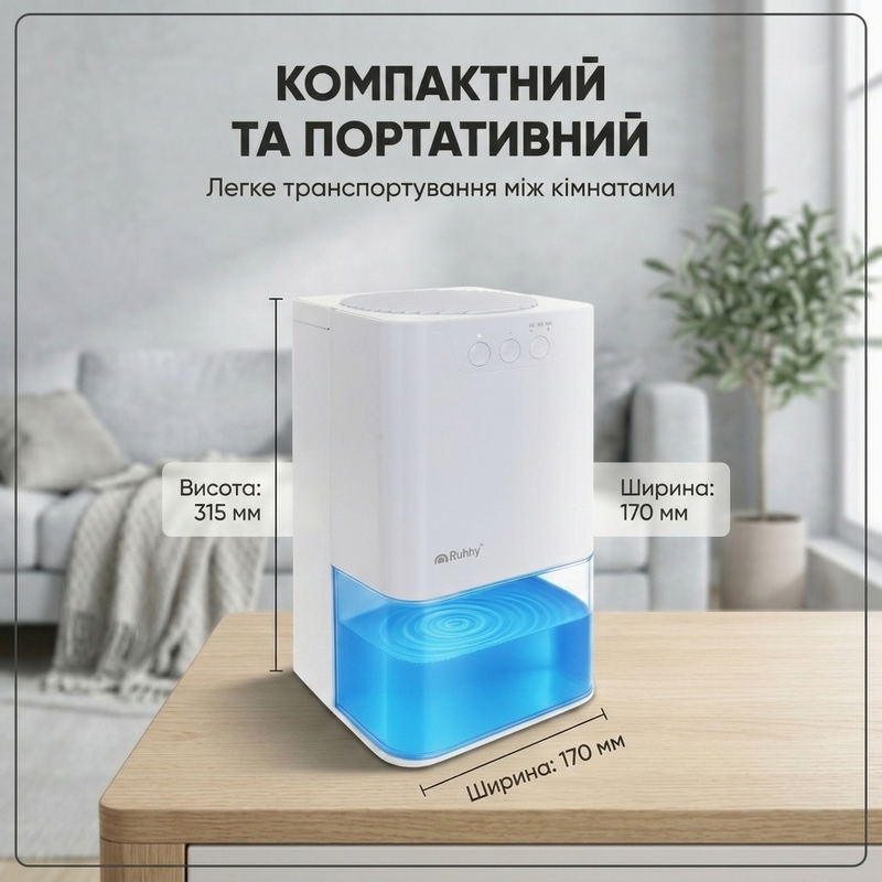 Осушитель воздуха от влаги сырости плесени конденсата с LED-подсветкой таймером ионизацией мощный электрический бытовой портативный поглотитель влаги для комнаты 1769694559029 фото