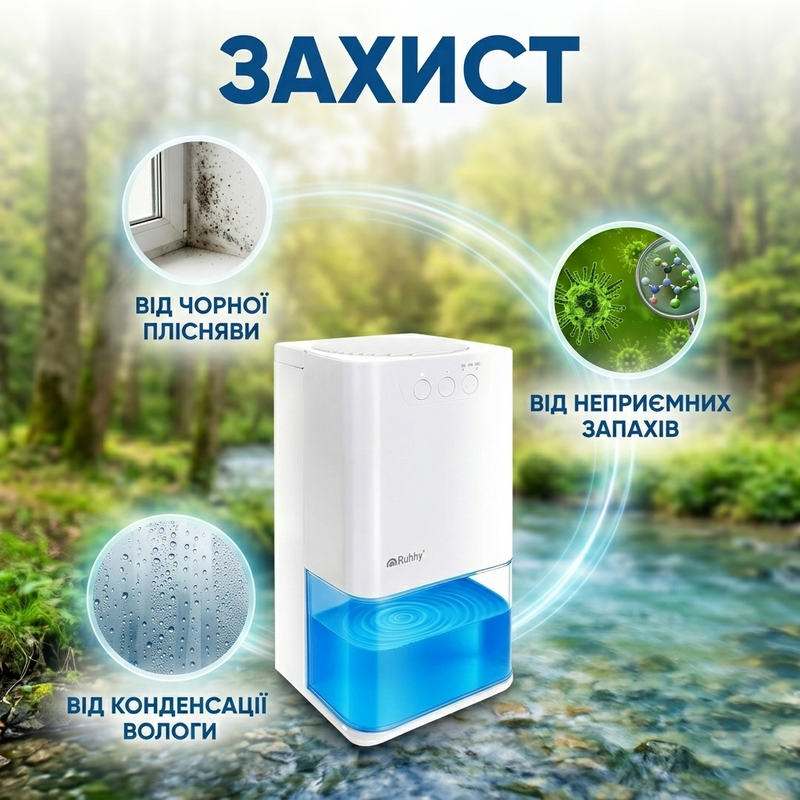 Осушитель воздуха от влаги сырости плесени конденсата с LED-подсветкой таймером ионизацией мощный электрический бытовой портативный поглотитель влаги для комнаты 1769694559029 фото