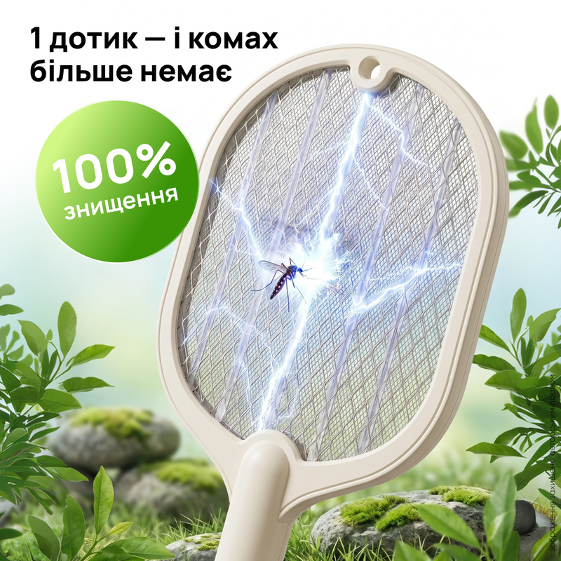Мухобійка електрична від комарів ракетка із сіткою з струмом ультрафіолетова пастка знищувач&nbsp;від мух москітів мошок молі&nbsp;з акумулятором знищувач комах електромухобійка  1774966462177 фото