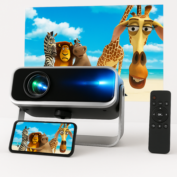 Проектор портативний Wi-Fi для дому  LED-проектор 4K FULL HD 5000 люменів для домашнього відео підтримує трапецеїдальне спотворення та масштабування сумісний із HDMI USB смартфон BAN-A003-EU фото