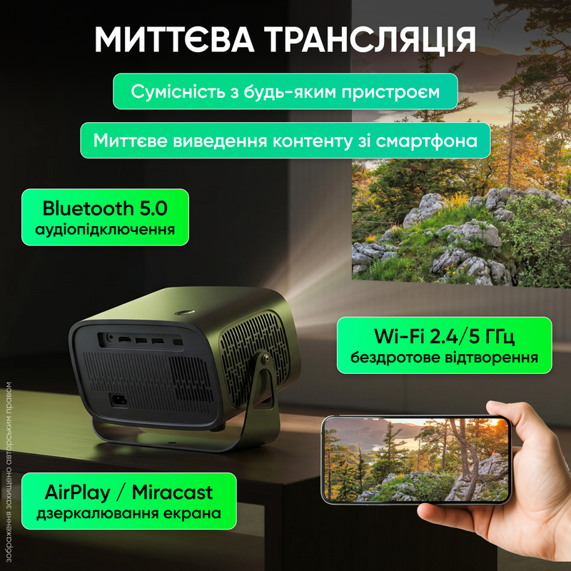 Проектор домашний кинотеатр для фильмов LED портативный Wi-Fi Android Bluetooth 1280&times;720 HD с автофокусом автокоррекцией трапеции пультом HDMI USB с поворотом 180&deg; для просмотра сериалов игр на стену потолок компактный для дома квартиры отдыха 1774440788889 фото