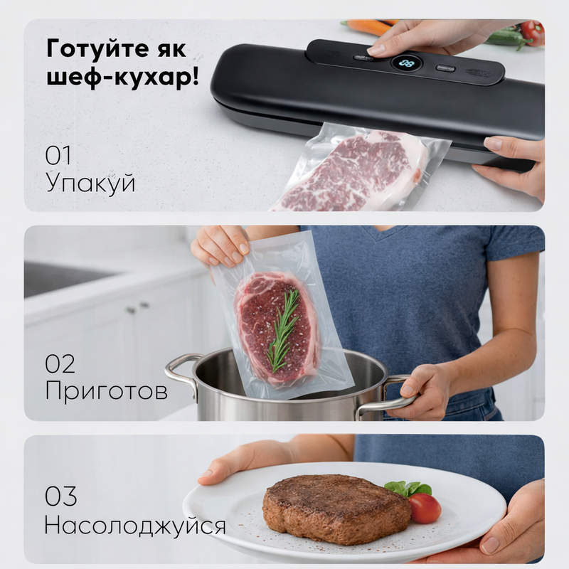 Вакууматор для їжі для продуктів вакуматор побутовий вакууматори для пакування вакуумування продуктів домашній кухонний ручний  1770045114279 фото