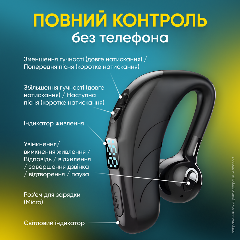 Гарнітура з мікрофоном Bluetooth бездротова навушник мононавушник з шумозаглушенням гарнітури тривалий режим очікування навушники 1755513380205 фото