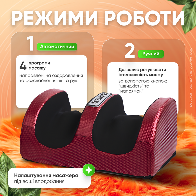 Масажер для ніг вібраційний електричний із підігрівом роликовий масаж для литок ступнів 1761300572038 фото