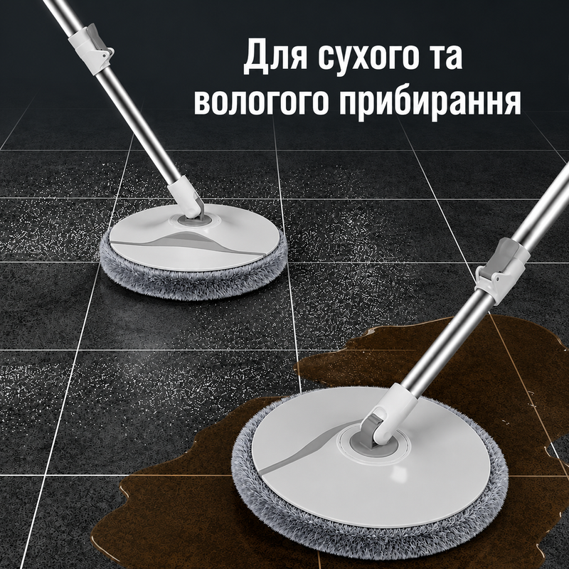 Швабра з відром віджимом ледарка для миття вікон для сухого та вологого прибирання з насадкою з мікрофібри набір для прибирання ламінату та плитки для офісу та дому 1775028639509 фото
